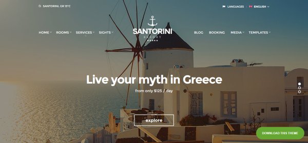 Giao diện web khách sạn Santorini Resort