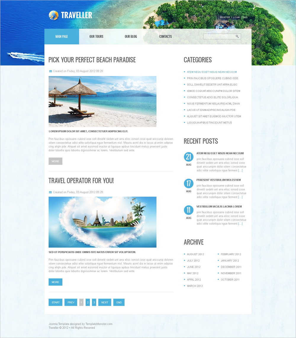 free joomla travel template Giao diện web du lịch miễn phí 3