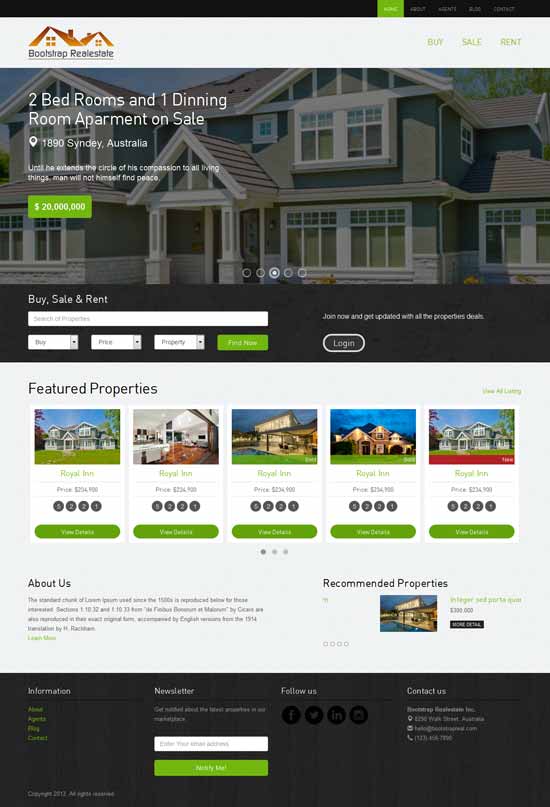 Free-Real-estate-bootstrap-template