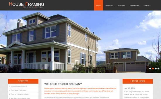 House Framing Real Estate Mobile Website Template