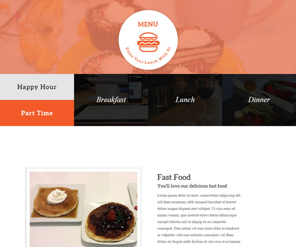 Giao diện web nhà hàng Menu