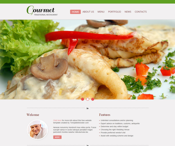 Giao diện web nhà hàng Gourmet