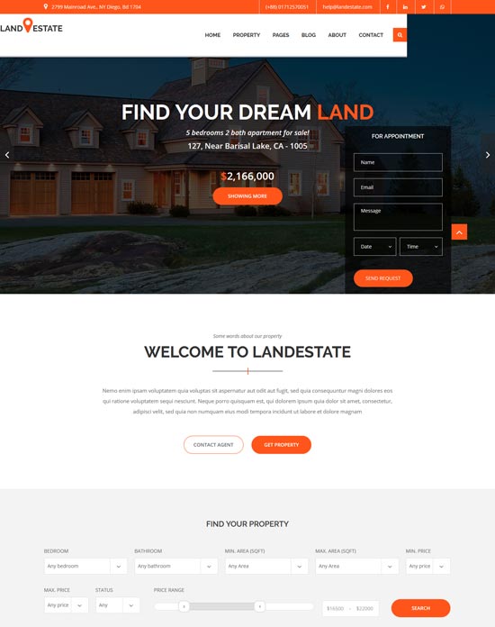 land estate properties html template 
