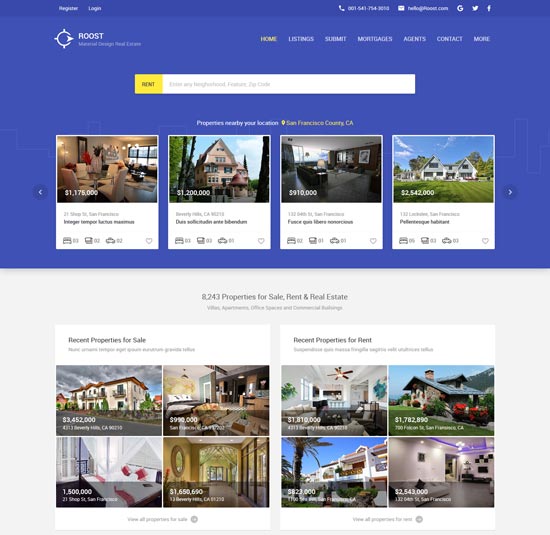 roost-material-design-real-estate-template