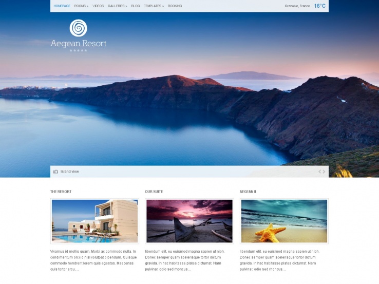 Giao diện web khách sạn Aegean Resort