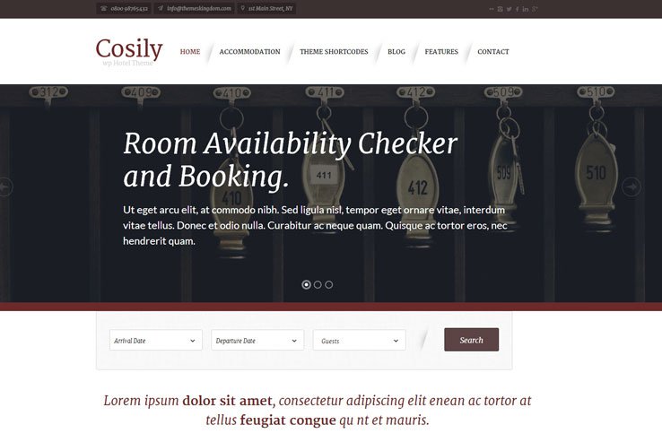 Giao diện web khách sạn Cosily