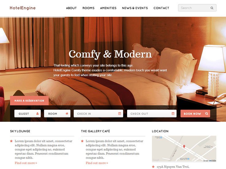 Giao diện web khách sạn HotelEngine Comfy