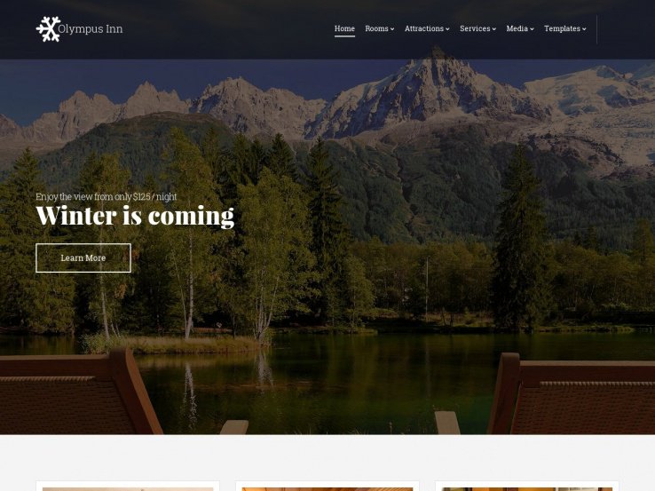 Giao diện web khách sạn Olympus Inn WordPress Theme