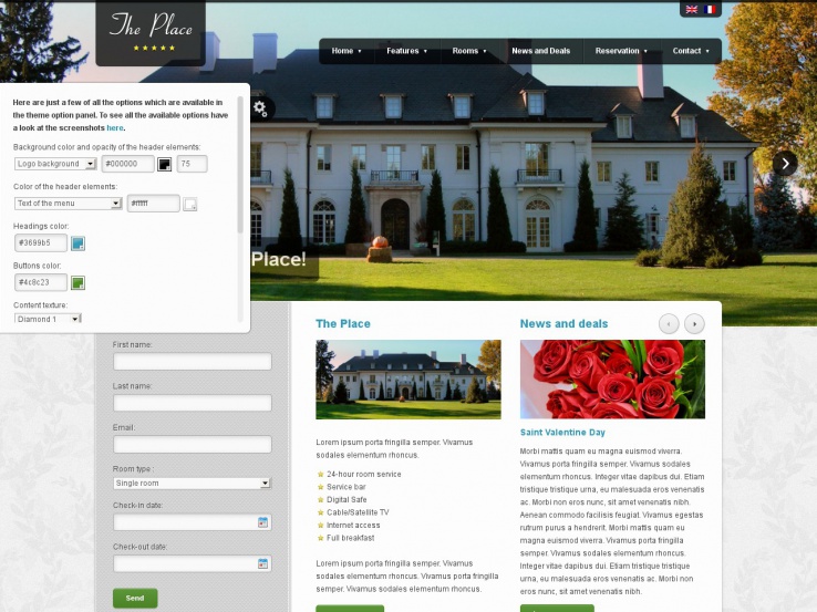 Giao diện web khách sạn The Place