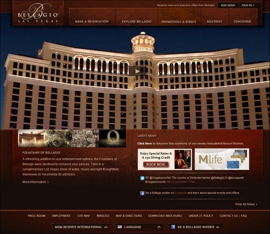 Trang web khách sạn bellagio