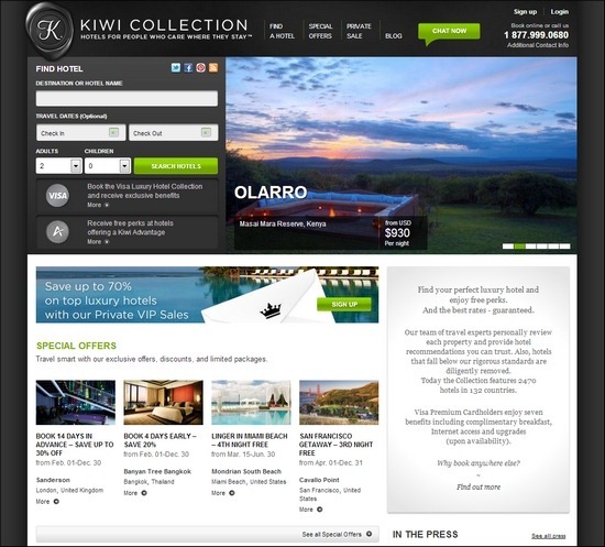 Trang web khách sạn kiwi-collection