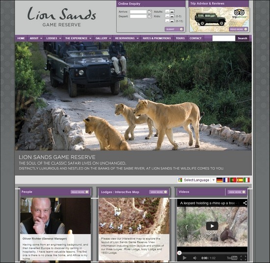 Trang web khách sạn lion-sands