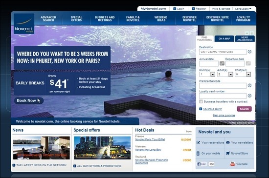 Trang web khách sạn novotel