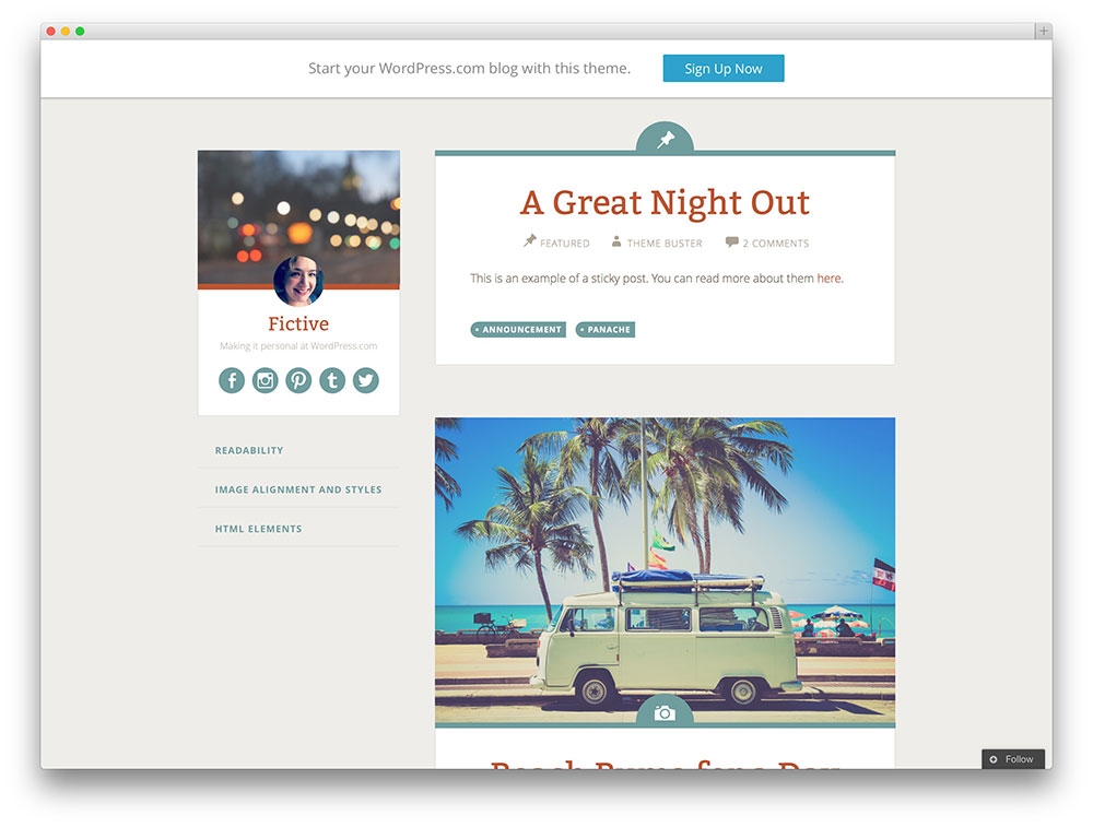 fictive blog theme