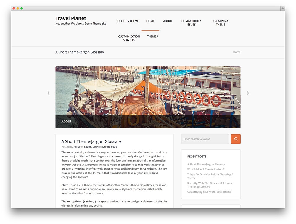 Travel Planet blog theme