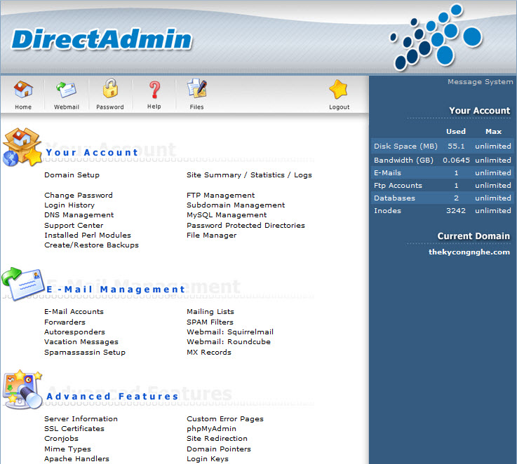 Direct Admin Interface