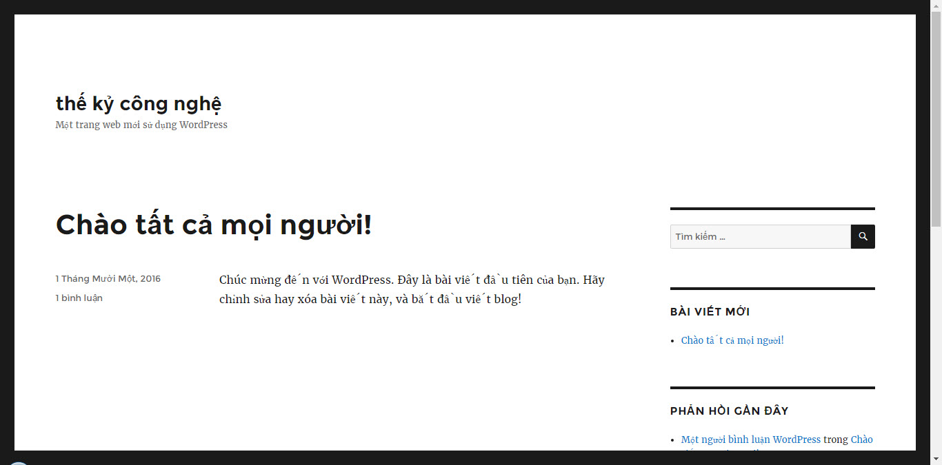 1 trang web wordpress mới