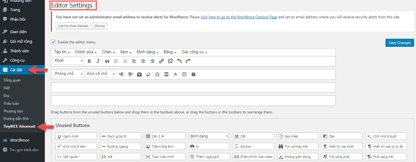 Cài đạt TinyMCE Advanced