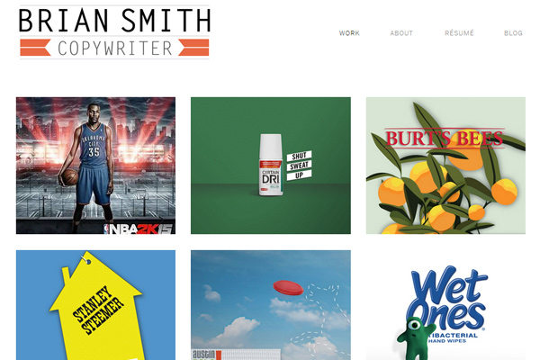 brian smith copywriter minimalist portfolio