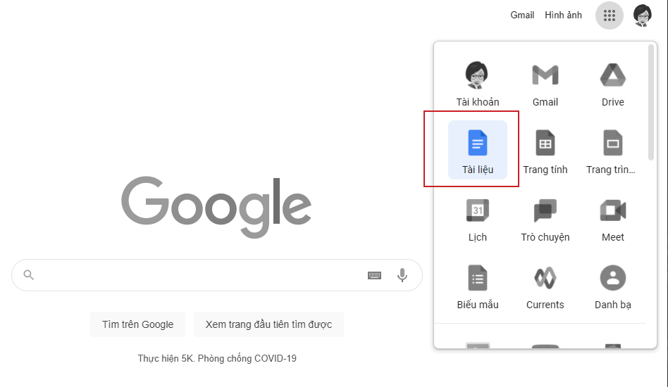 Truy cập vào Google Docs