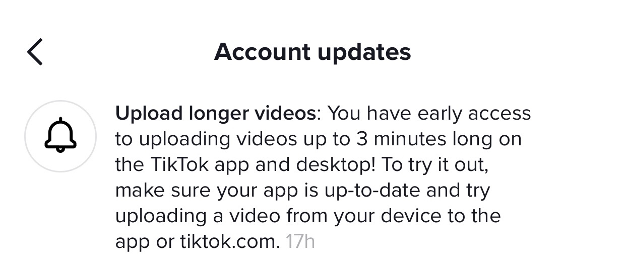 Độ dài bộ ba TikTok của video
