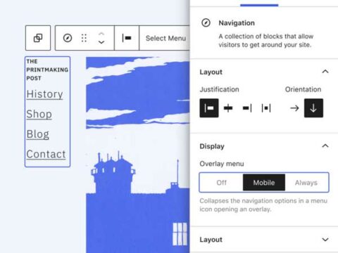 Gutenberg Navigation Block Editor