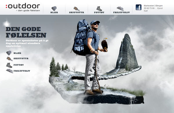 Hiệu ứng 3D, bóng đổ và tạo chiều sâu trong thiết kế web Outdoor Bergen