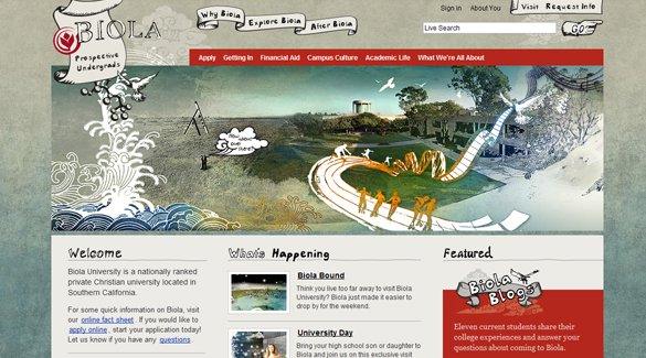 Những ví dụ đẹp mắt về phong cách grunge trong thiết kế web Biola Undergrad