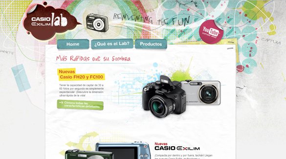 Những ví dụ đẹp mắt về phong cách grunge trong thiết kế web Casio Exilim Lab