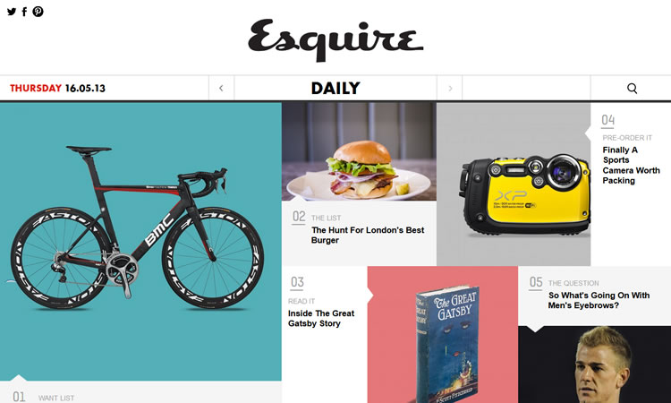 content heavy websites Esquire Inspiration