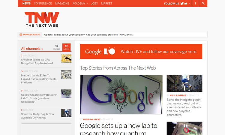 The Next Web content heavy web design Inspiration