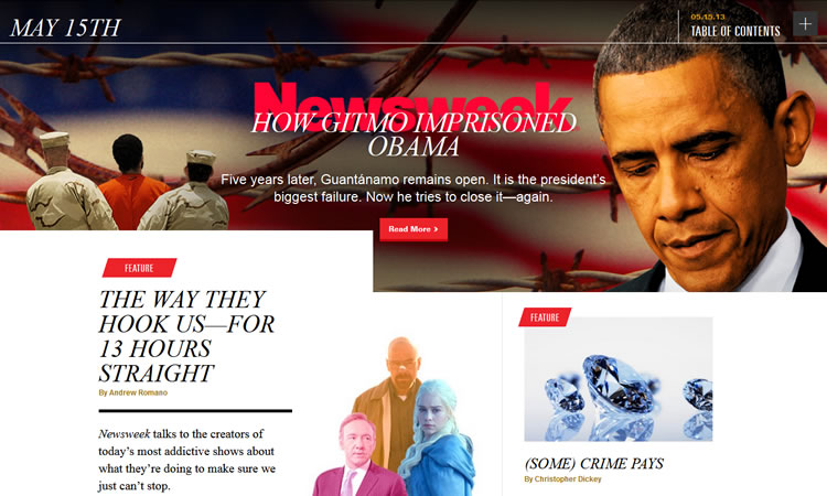Newsweek content heavy web design Inspiration