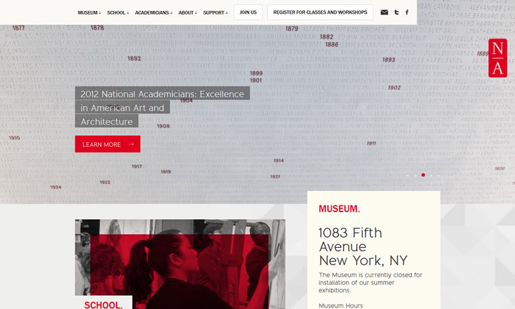 National Academy Museum content heavy web design Inspiration