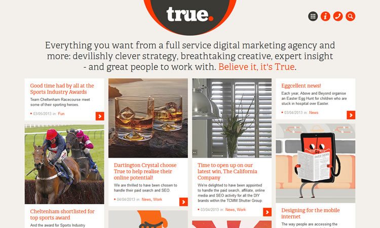 True Digital content heavy web design Inspiration