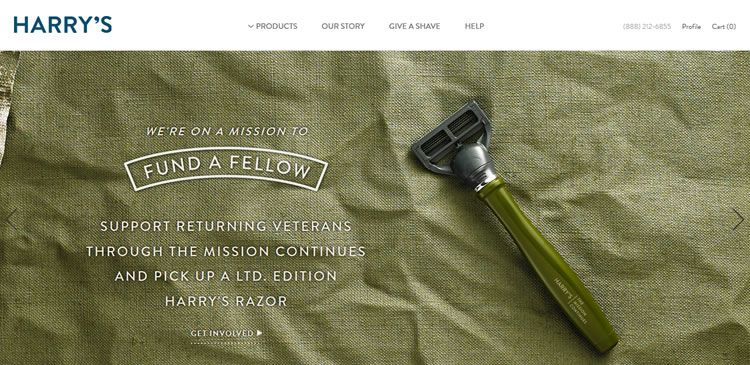 The Harry's - Great Shave website example of Ecommerce Sites design