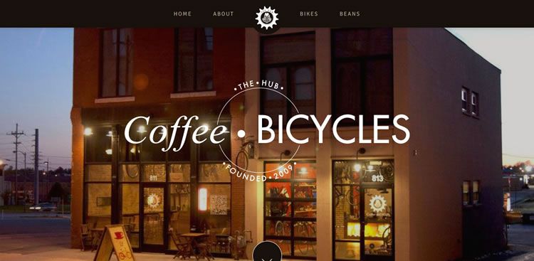 The The Hub Coffee & Bicycles website example of Ecommerce web design