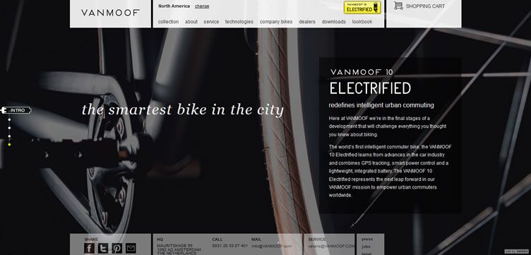 The VANMOOF 10 website example of Ecommerce Sites design