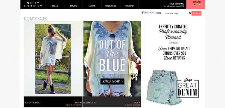 The NiftyThrifty website example of Ecommerce web design