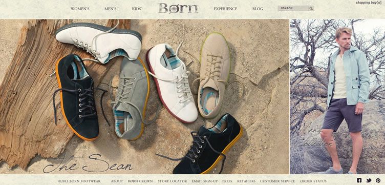 The Bornshoes website example of Ecommerce Sites design