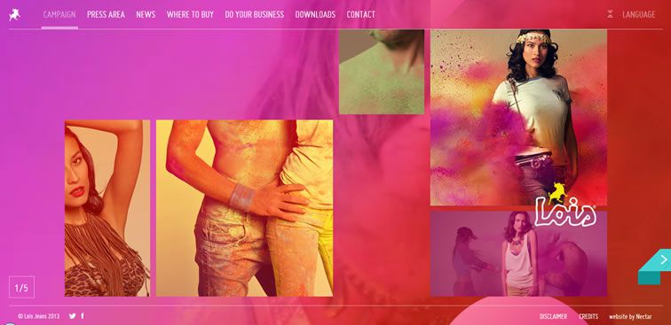 The Lois Jeans website example of Ecommerce Sites design