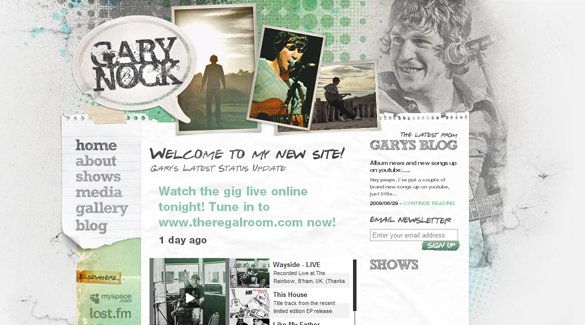 Những ví dụ đẹp mắt về phong cách grunge trong thiết kế web Gary Nock