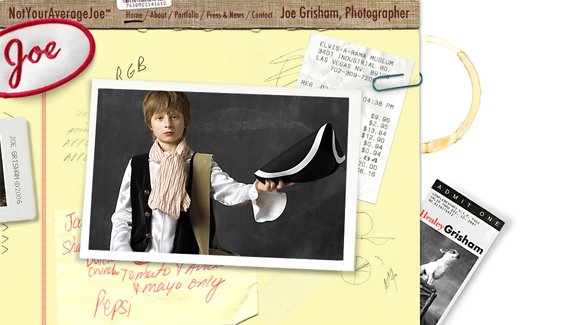 Những ví dụ đẹp mắt về phong cách grunge trong thiết kế web Not Your Average Joe