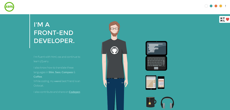 Sam Markiewicz personal animated css parallax scrolling