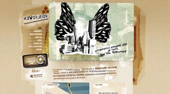 Những ví dụ đẹp mắt về phong cách grunge trong thiết kế web Revolution Church
