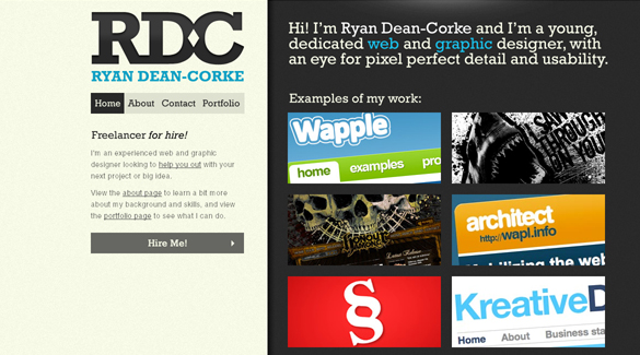Những ví dụ đẹp mắt về phong cách grunge trong thiết kế web Ryan Dean-Corke
