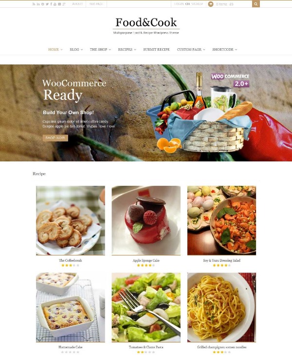 food and recipe wordpress theme 2015