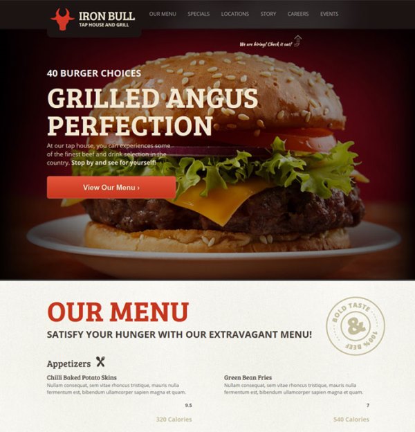 ironbull wordpress burger restaurant theme
