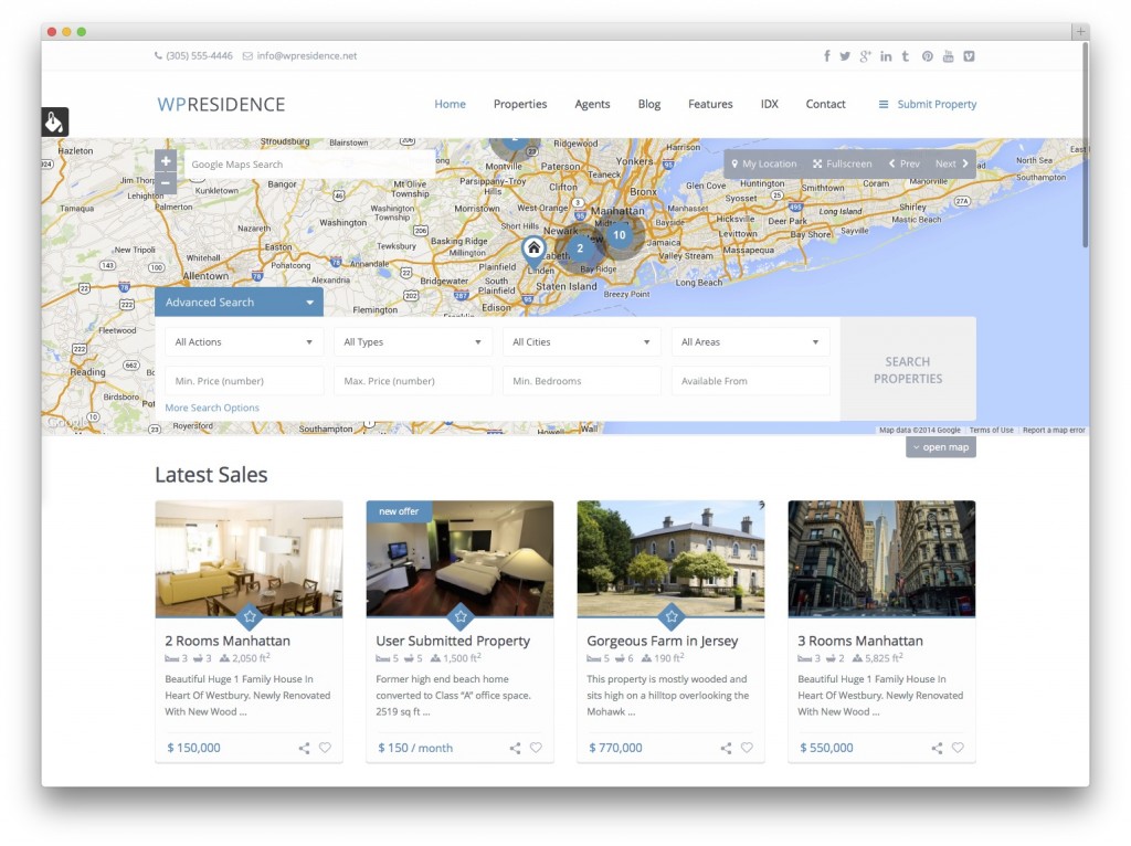 tim hieu chu de wordpress wp residence danh cho thiet ke website bat dong san