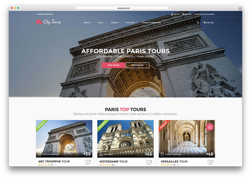 tim hieu mau thiet ke website du lich html5 citytours 2