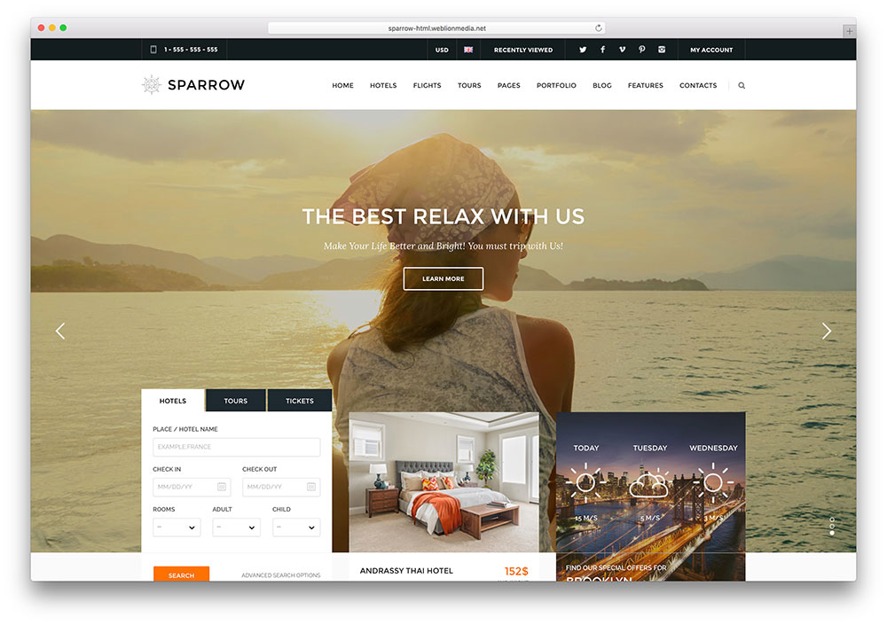 tim hieu mau thiet ke website du lich html5 sparrow 2